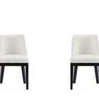 Manhattan Comfort Gansevoort Modern Vegan Leather Wood Dining Chair in Ivory - Set of 2