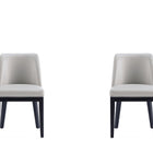 Manhattan Comfort Gansevoort Modern Vegan Leather Wood Dining Chair in Light Gray - Set of 2