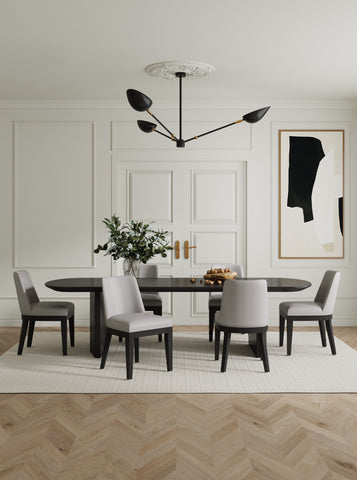 Manhattan Comfort Gansevoort Modern Vegan Leather Wood Dining Chair in Light Gray - Set of 2