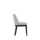 Manhattan Comfort Gansevoort Modern Vegan Leather Wood Dining Chair in Light Gray - Set of 2