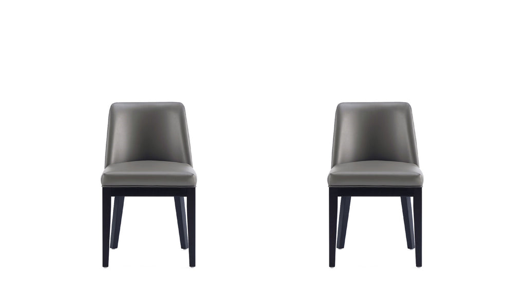 Manhattan Comfort Gansevoort Modern Vegan Leather Wood Dining Chair in Graphite - Set of 2