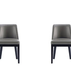 Manhattan Comfort Gansevoort Modern Vegan Leather Wood Dining Chair in Graphite - Set of 2