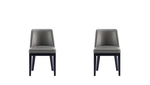 Manhattan Comfort Gansevoort Modern Vegan Leather Wood Dining Chair in Graphite - Set of 2