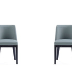 Manhattan Comfort Gansevoort Modern Vegan Leather Wood Dining Chair in Pewter - Set of 2