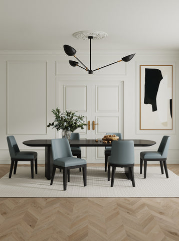 Manhattan Comfort Gansevoort Modern Vegan Leather Wood Dining Chair in Pewter - Set of 2