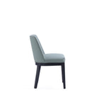 Manhattan Comfort Gansevoort Modern Vegan Leather Wood Dining Chair in Pewter - Set of 2