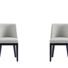 Manhattan Comfort Gansevoort Modern Vegan Leather Wood Dining Chair in Stone Gray - Set of 2