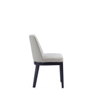 Manhattan Comfort Gansevoort Modern Vegan Leather Wood Dining Chair in Stone Gray - Set of 2