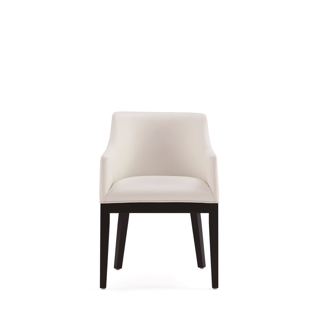 Manhattan Comfort Gansevoort Modern Vegan Leather Wood Armchair in Ivory