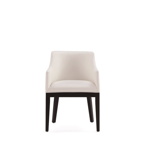 Manhattan Comfort Gansevoort Modern Vegan Leather Wood Armchair in Ivory