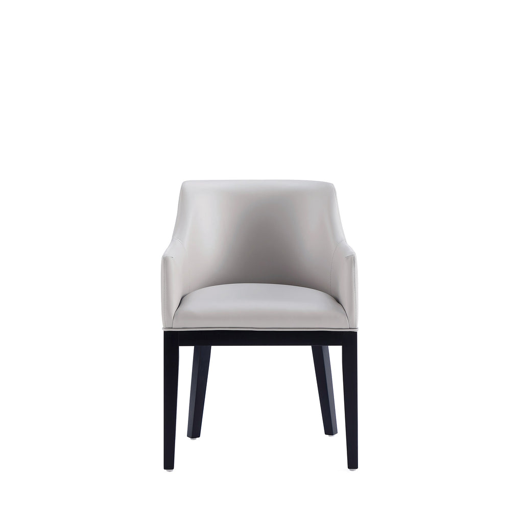 Manhattan Comfort Gansevoort Modern Vegan Leather Wood Armchair in Light Gray