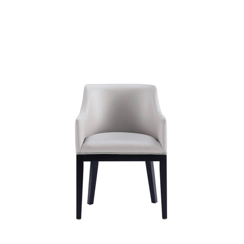 Manhattan Comfort Gansevoort Modern Vegan Leather Wood Armchair in Light Gray