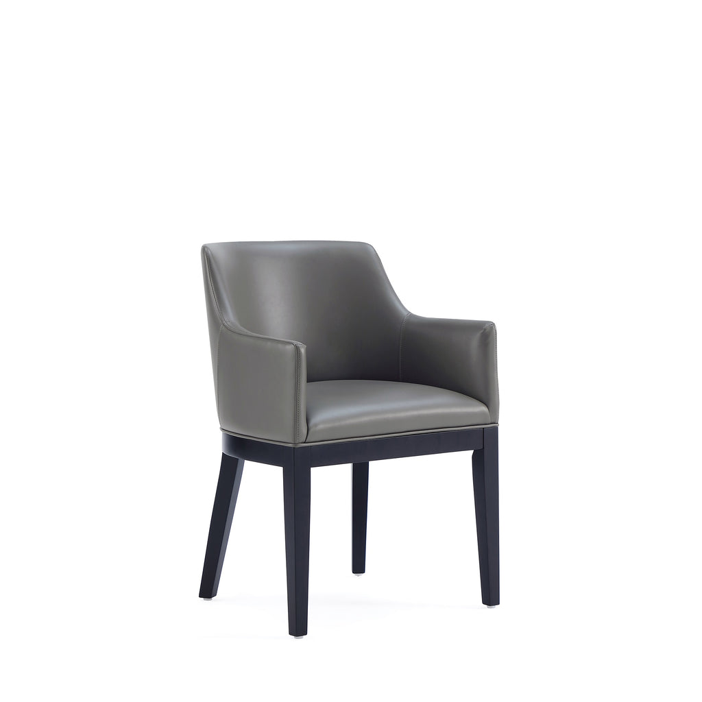 Manhattan Comfort Gansevoort Modern Vegan Leather Wood Armchair in Graphite