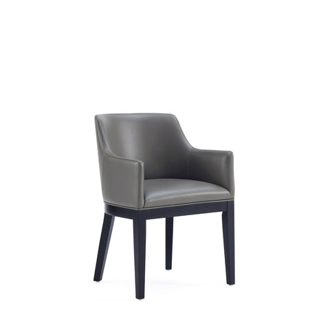 Manhattan Comfort Gansevoort Modern Vegan Leather Wood Armchair in Graphite