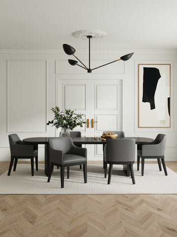 Manhattan Comfort Gansevoort Modern Vegan Leather Wood Armchair in Graphite
