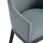 Manhattan Comfort Gansevoort Modern Vegan Leather Wood Armchair in Pewter
