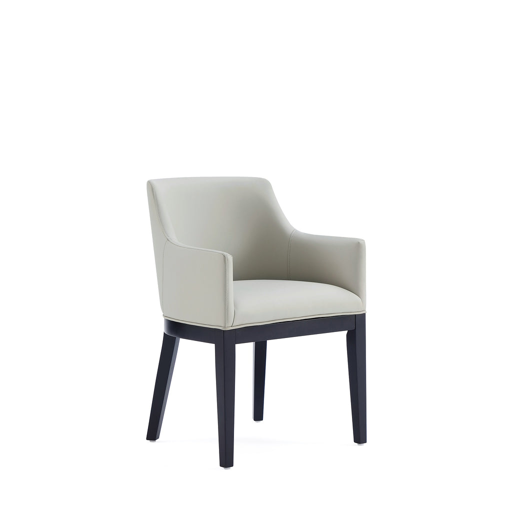 Manhattan Comfort Gansevoort Modern Vegan Leather Wood Armchair in Stone Gray