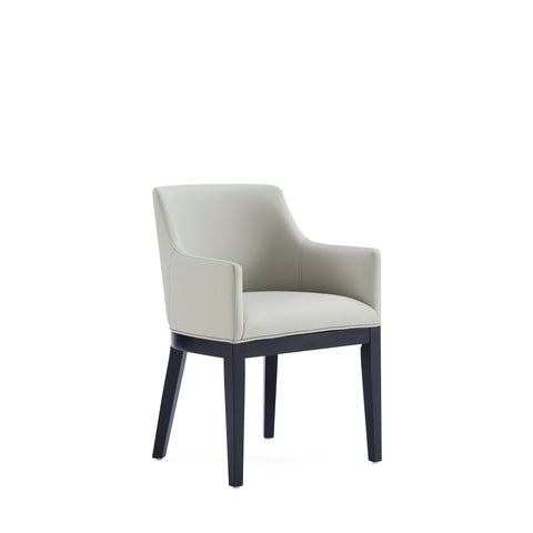 Manhattan Comfort Gansevoort Modern Vegan Leather Wood Armchair in Stone Gray