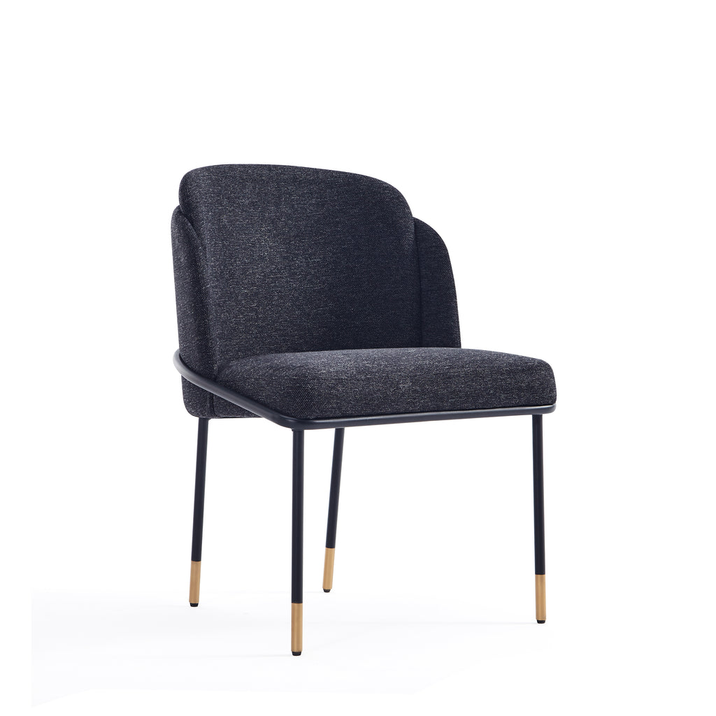 Manhattan Comfort Flor Modern Twill Weave Metal Dining Chair in Black