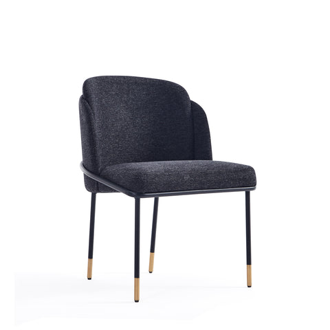 Manhattan Comfort Flor Modern Twill Weave Metal Dining Chair in Black