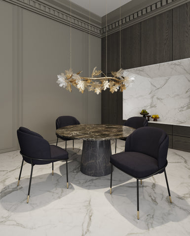 Manhattan Comfort Flor Modern Twill Weave Metal Dining Chair in Black