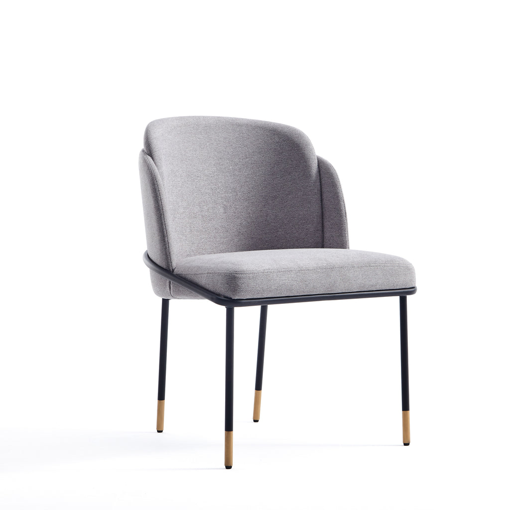 Manhattan Comfort Flor Modern Twill Weave Metal Dining Chair in Gray