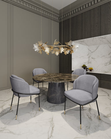 Manhattan Comfort Flor Modern Twill Weave Metal Dining Chair in Gray