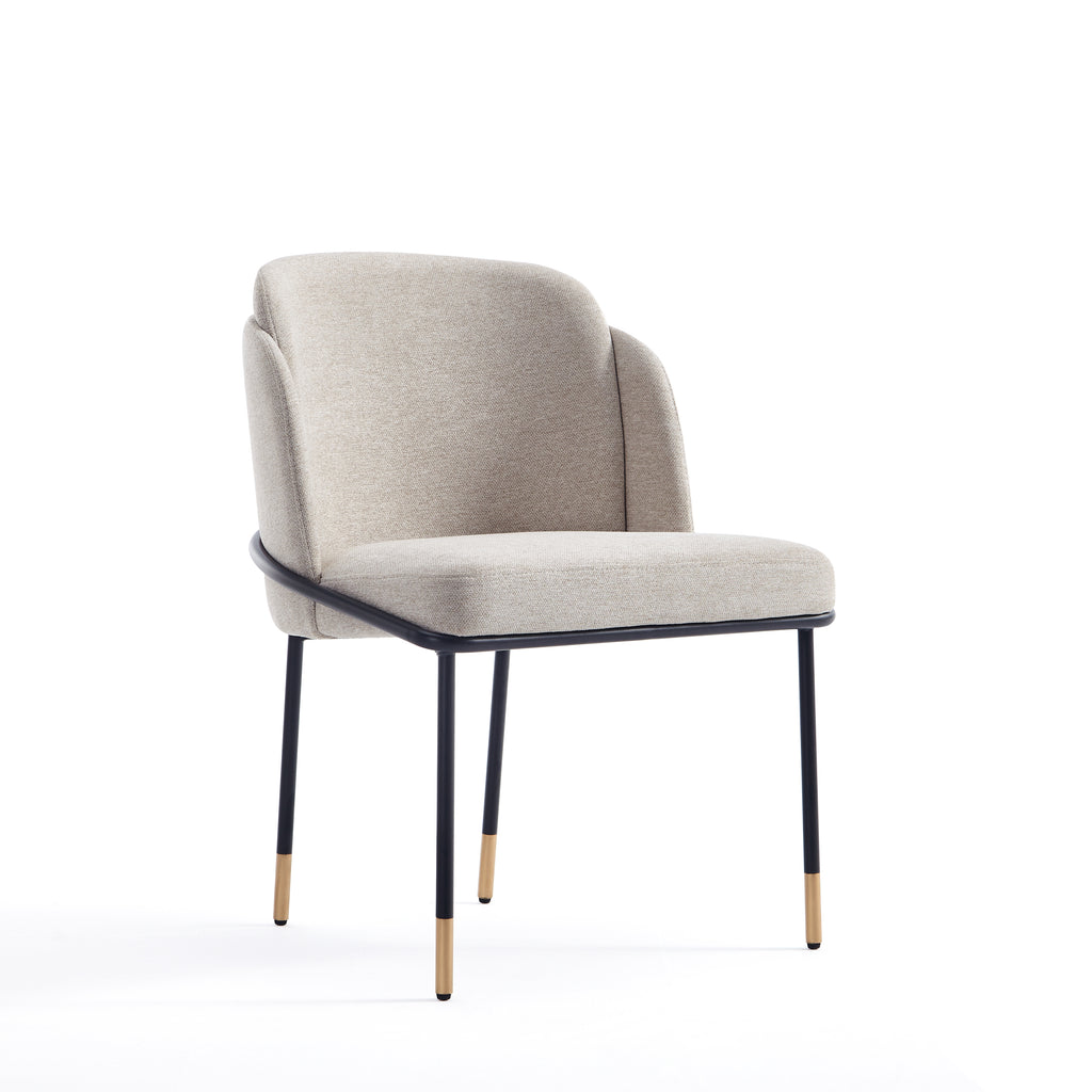 Manhattan Comfort Flor Modern Twill Weave Metal Dining Chair in Wheat