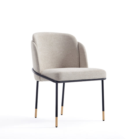 Manhattan Comfort Flor Modern Twill Weave Metal Dining Chair in Wheat