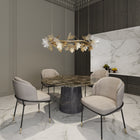 Manhattan Comfort Flor Modern Twill Weave Metal Dining Chair in Wheat