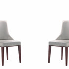 Manhattan Comfort Shubert Modern Vegan Leather and Velvet Dining Chair in Light Gray - Set of 2