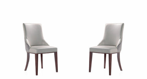 Manhattan Comfort Shubert Modern Vegan Leather and Velvet Dining Chair in Light Gray - Set of 2