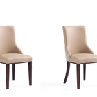 Manhattan Comfort Shubert Modern Vegan Leather and Velvet Dining Chair in Tan - Set of 2