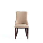 Manhattan Comfort Shubert Modern Vegan Leather and Velvet Dining Chair in Tan - Set of 2