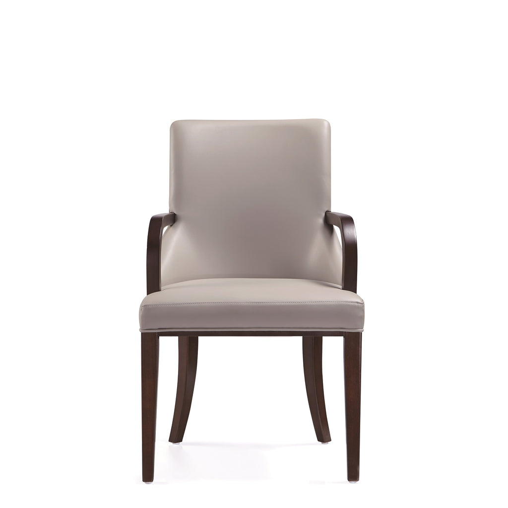 Manhattan Comfort Shubert Modern Vegan Leather and Velvet Wood Armchair in Light Gray