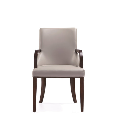 Manhattan Comfort Shubert Modern Vegan Leather and Velvet Wood Armchair in Light Gray