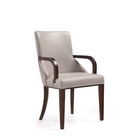 Manhattan Comfort Shubert Modern Vegan Leather and Velvet Wood Armchair in Light Gray