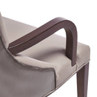 Manhattan Comfort Shubert Modern Vegan Leather and Velvet Wood Armchair in Light Gray