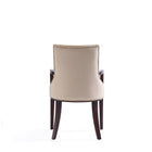 Manhattan Comfort Shubert Modern Vegan Leather and Velvet Wood Armchair in Tan