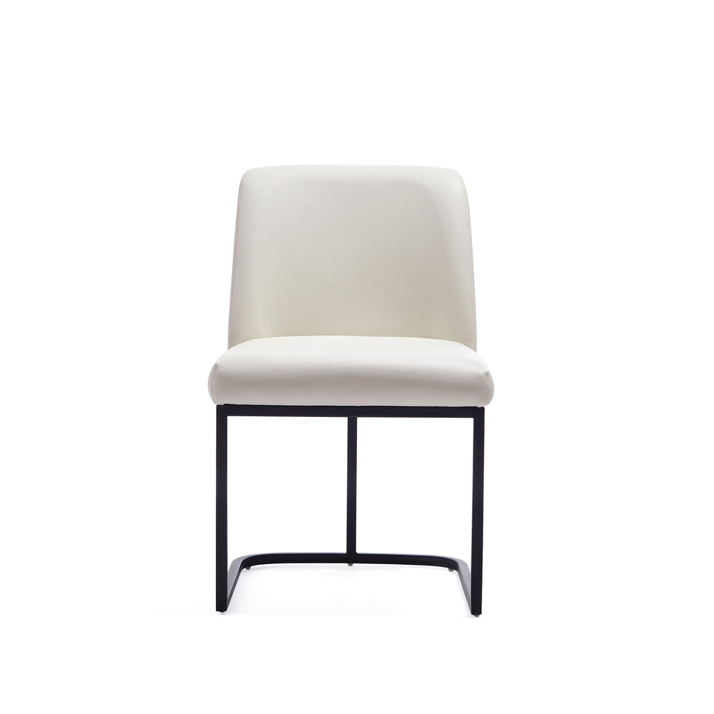 Manhattan Comfort Serena Modern Vegan Leather Metal Dining Chair in Ivory