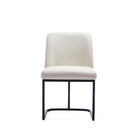 Manhattan Comfort Serena Modern Vegan Leather Metal Dining Chair in Ivory
