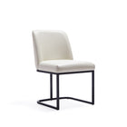 Manhattan Comfort Serena Modern Vegan Leather Metal Dining Chair in Ivory