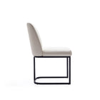 Manhattan Comfort Serena Modern Vegan Leather Metal Dining Chair in Ivory