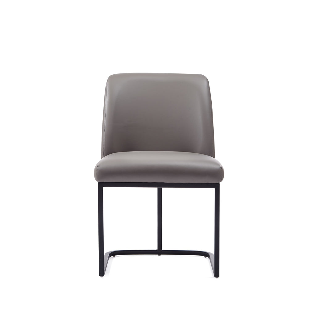 Manhattan Comfort Serena Modern Vegan Leather Metal Dining Chair in Taupe
