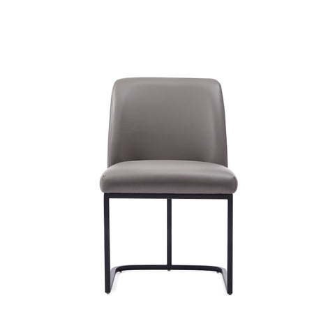 Manhattan Comfort Serena Modern Vegan Leather Metal Dining Chair in Taupe