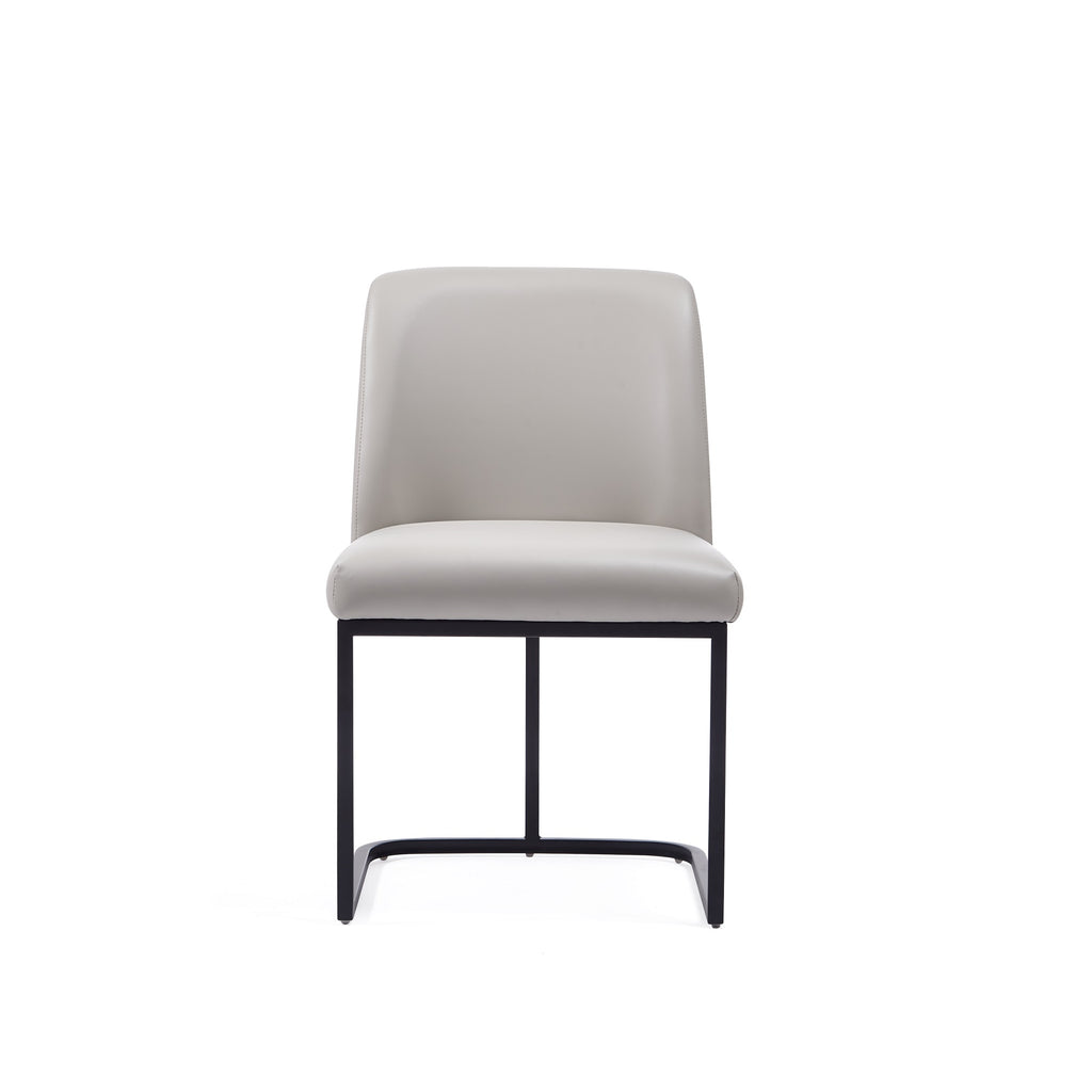 Manhattan Comfort Serena Modern Vegan Leather Metal Dining Chair in Light Gray