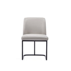 Manhattan Comfort Serena Modern Vegan Leather Metal Dining Chair in Light Gray