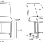 Manhattan Comfort Serena Modern Vegan Leather Metal Dining Chair in Light Gray