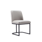 Manhattan Comfort Serena Modern Vegan Leather Metal Dining Chair in Light Gray