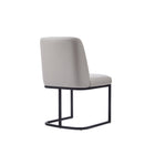 Manhattan Comfort Serena Modern Vegan Leather Metal Dining Chair in Light Gray